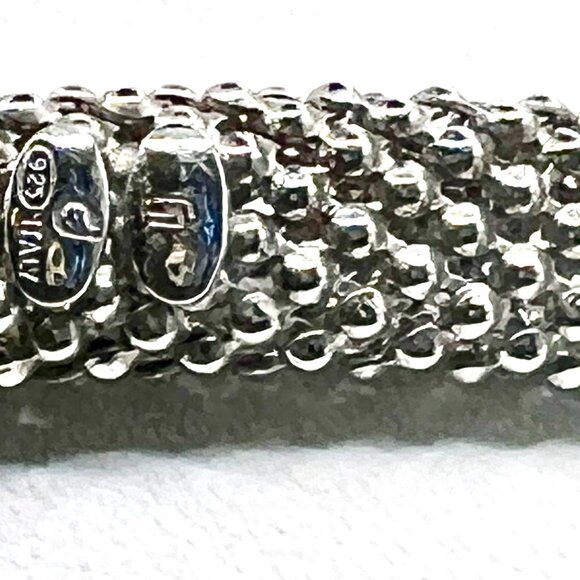 Sterling Silver & Onyx Mesh Necklace – Made in Italy | 18" Statement Chain - Picture 8 of 15